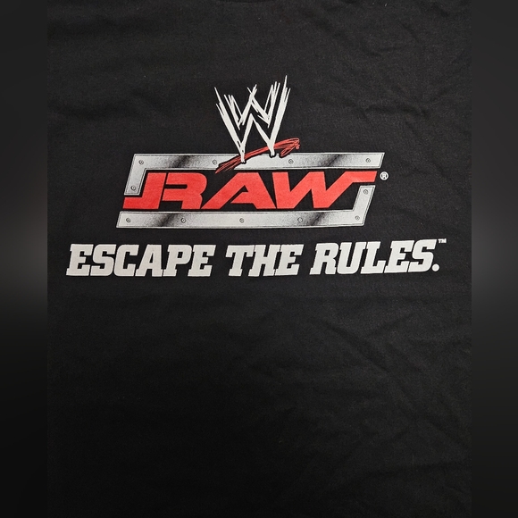 New Vintage Y2K WWE Monday Night RAW Excape The Rules Black T-shirt 2XL - Picture 2 of 8